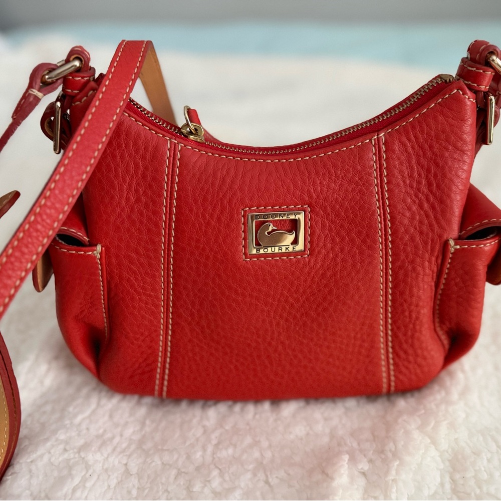 Dooney & Bourke Red Pebbled Leather Shoulder Bag